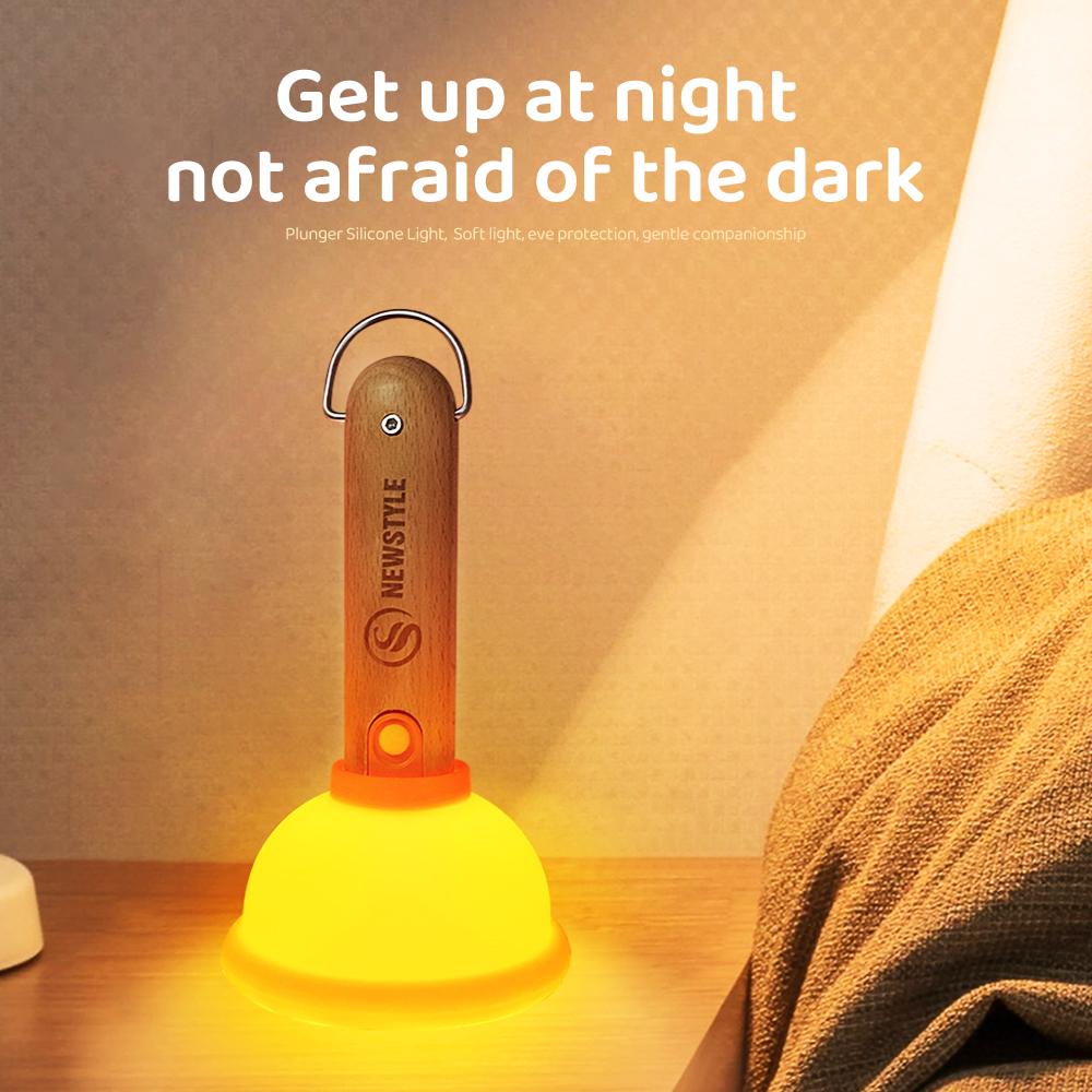 Plunger Night Light For Kids Stepless Dimming Nursery Sleeping Lamp Portable Rechargeable Table Lamp For Desk Decorations
