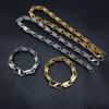 Unisex 316L Stainless Steel Rock Punk Bracelets Heavy Irregular Link Chains Double S Clasp Wristbands No Fade Waterproof Jewelry