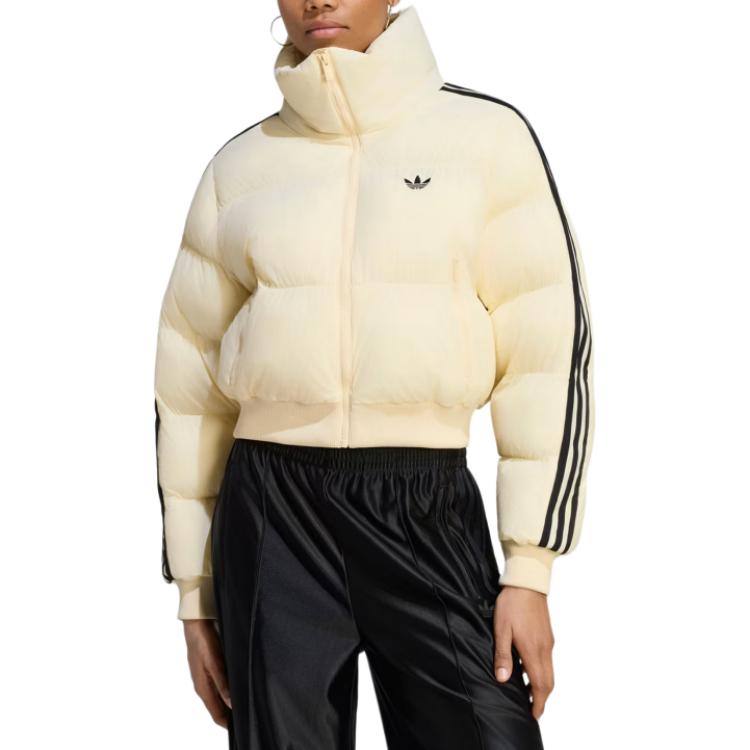 adidas Orijinaller Adicolor Çizgili Logo Fermuarlı Uzun Kollu Pamuklu Ceket Kadın ceketleri KR9552