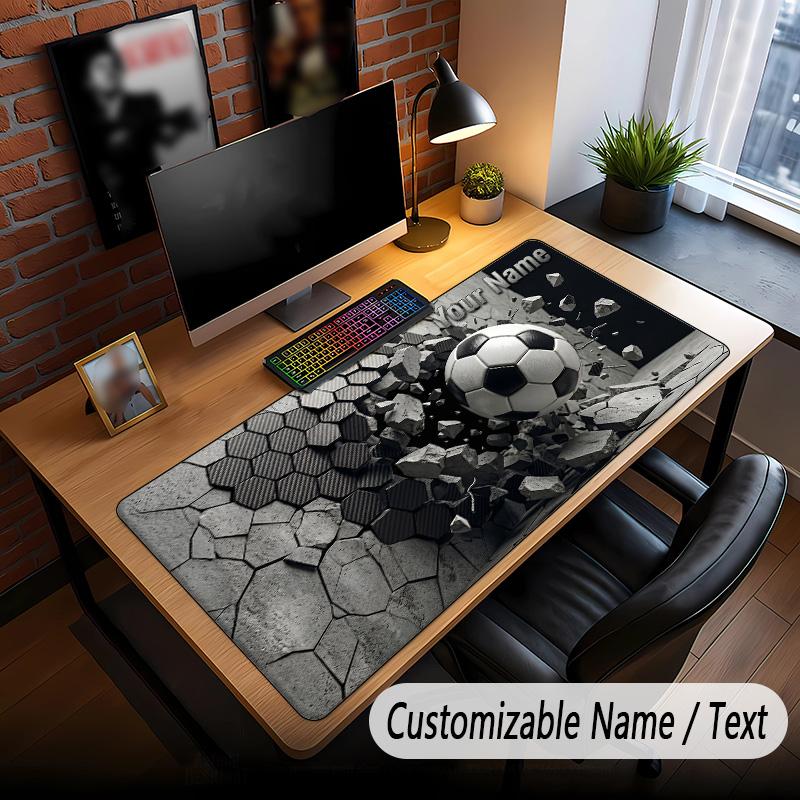 Soccer Theme Custom Mouse Pad Personalized With Name Text Customized Desk Mat For Office Home Decor