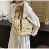 High End Straw Woven Bag, Women's Single Shoulder Handmade Woven Bag, Large Capacity Beach Vacation, Beach Bag, Vegetable Basket, Women's Bag