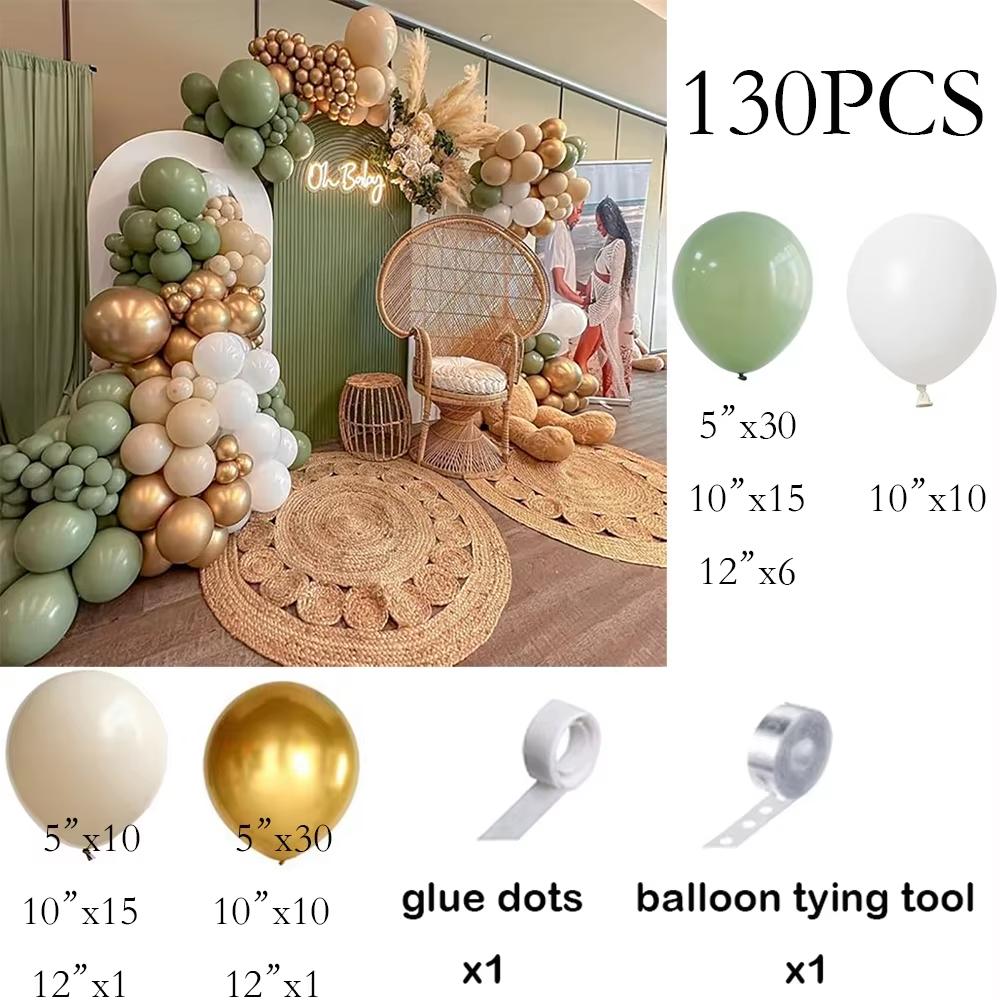 Green Balloons Arch Sage Green White Sand Gold Confetti Latex Ballon Garland Birthday Party Wedding Graduation Decoration Globos