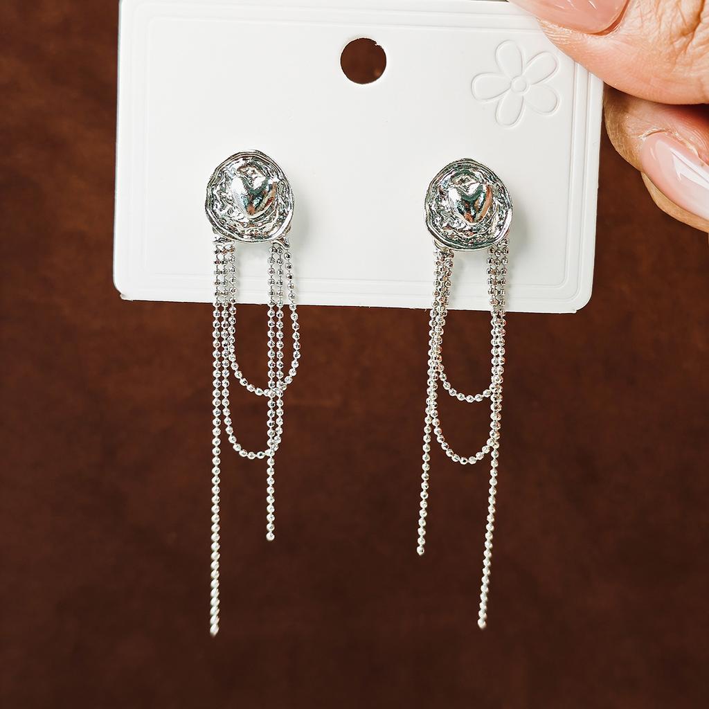 Fashionable Tassel Earrings with Shimmering Zircons for Trendy Girls