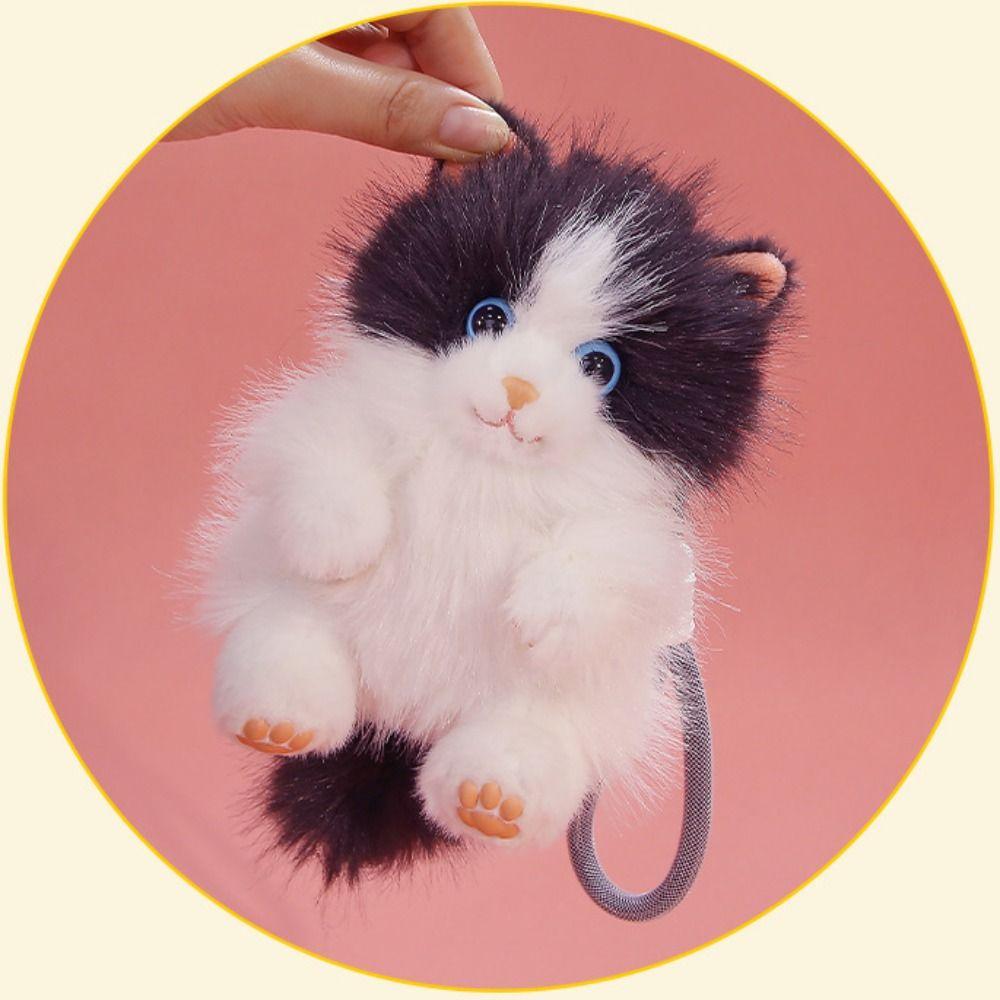 PP Cotton Plush Doll Pendant Soft Long Hair Cat Keyring Fashione Puppy Cat Plush Keychain  Kids