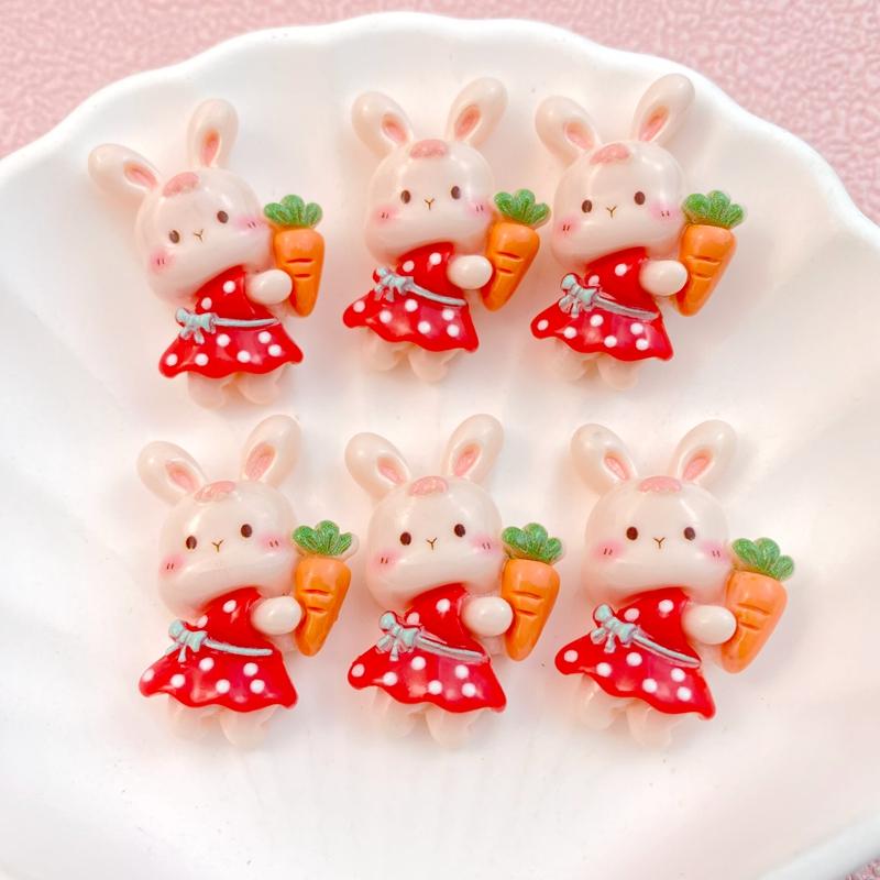 

10 Pcs New Cute Cartoon Little Flower Skirt Rabbit Flat Back Resin Scrapbooking DIY Jewelry Hairpin Craft Decoration Accessorie