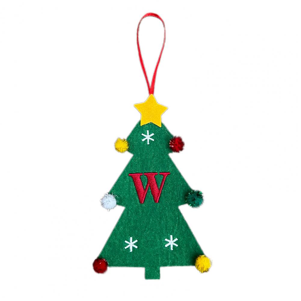 Christmas Tree Pendant Ornament with Lanyard 26 Letter Design Felt Fabric Holiday Xmas Tree Hanging Decoration