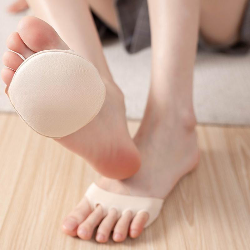 5 Pairs Women's Invisible Foot Socks Soft Open Toe Socks Comfortable Non-slip Split Toe Shock Absorbing Half Palm Socks