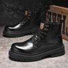 Men's Retro High-Top Martin Boots – Lightweight, Breathable, British Style Motorcycle and Work Boots for Autumn/Winter.