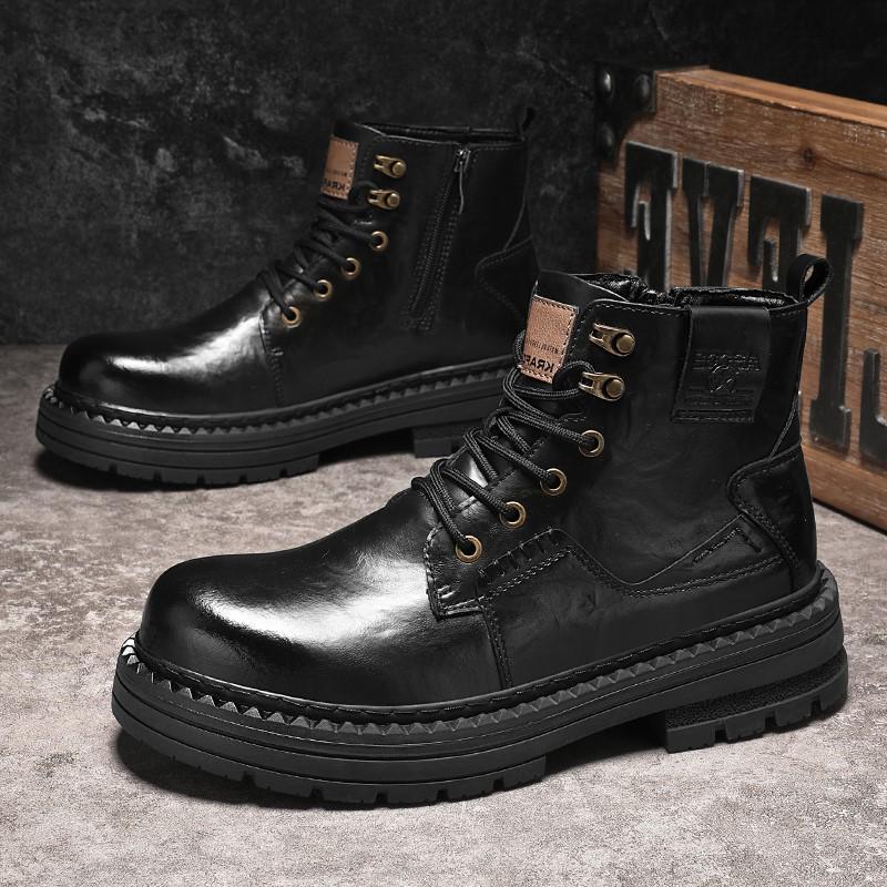 Men's Retro High-Top Martin Boots – Lightweight, Breathable, British Style Motorcycle and Work Boots for Autumn/Winter.