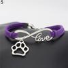 Women Unisex Stylish Paw Pendant Infinity Love Faux Leather Handmade Bracelet