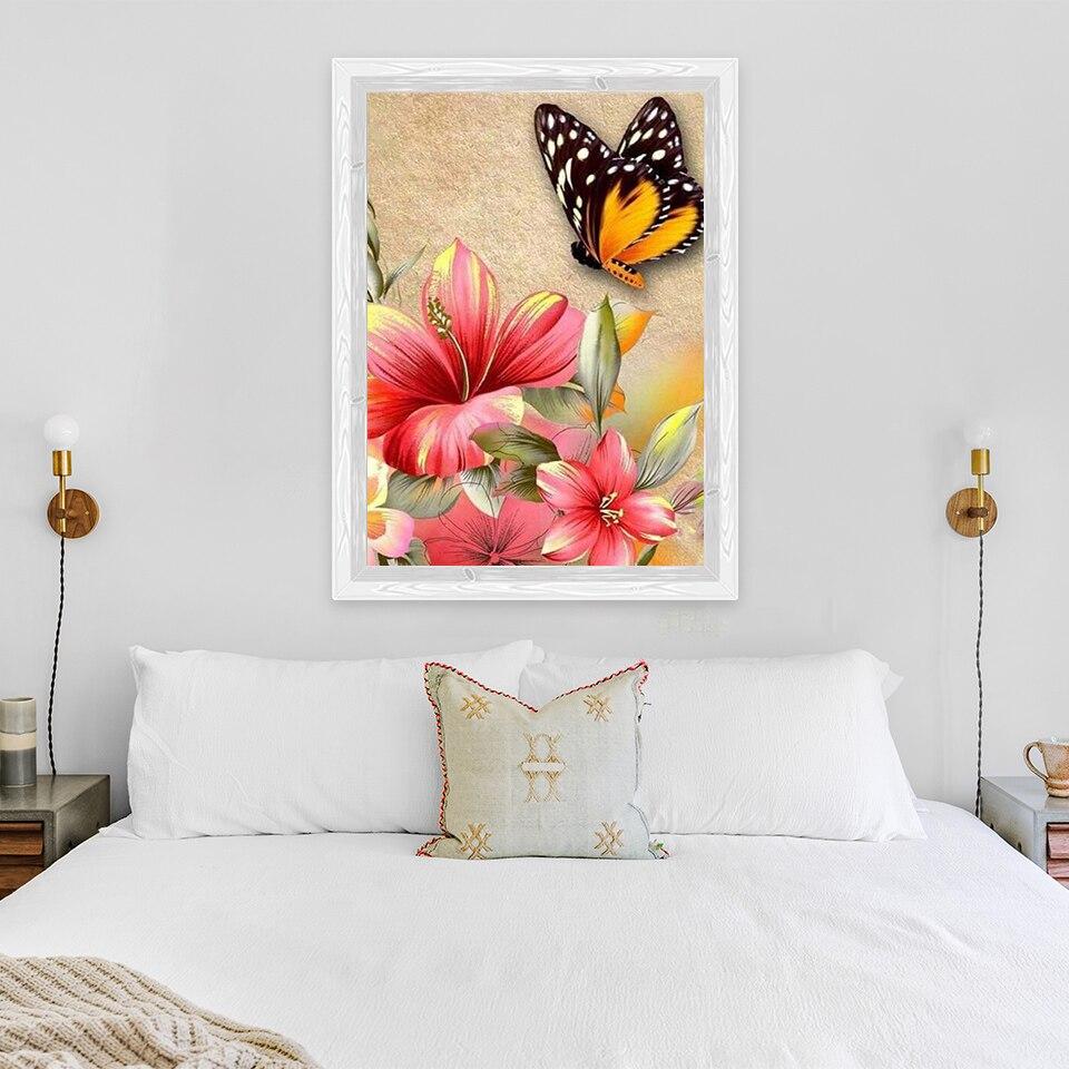 5D DIY Ζωγραφική με Διαμάντια Φρέσκα Λουλούδια Βοοειδή Κέντημα με Διαμάντια Πεταλούδα Σταυροβελονιά Πλήρης Στρογγυλή Τρύπα Διακόσμηση Σπιτιού Δώρο