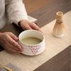 4-Piece Tea Ceremony Set with Matcha, 100-Standing Chasen, Chashaku (Tea Scoop), Chasa (Tea Spoon), and Matcha Bowl. Perfect for Beginners. Cherry