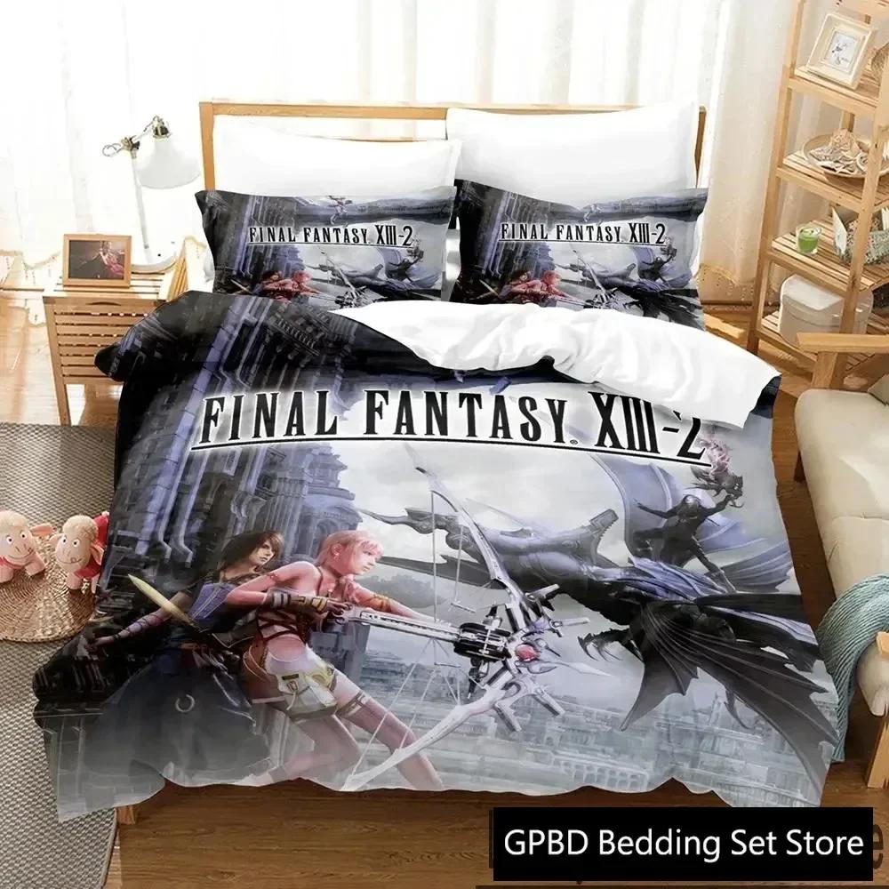 Anime Game Final Fantasy Xiii-2 Bedding Set 3D Printed Suitable For Bedroom Duvet Cover Set With Pillowcases Kids Home Textile