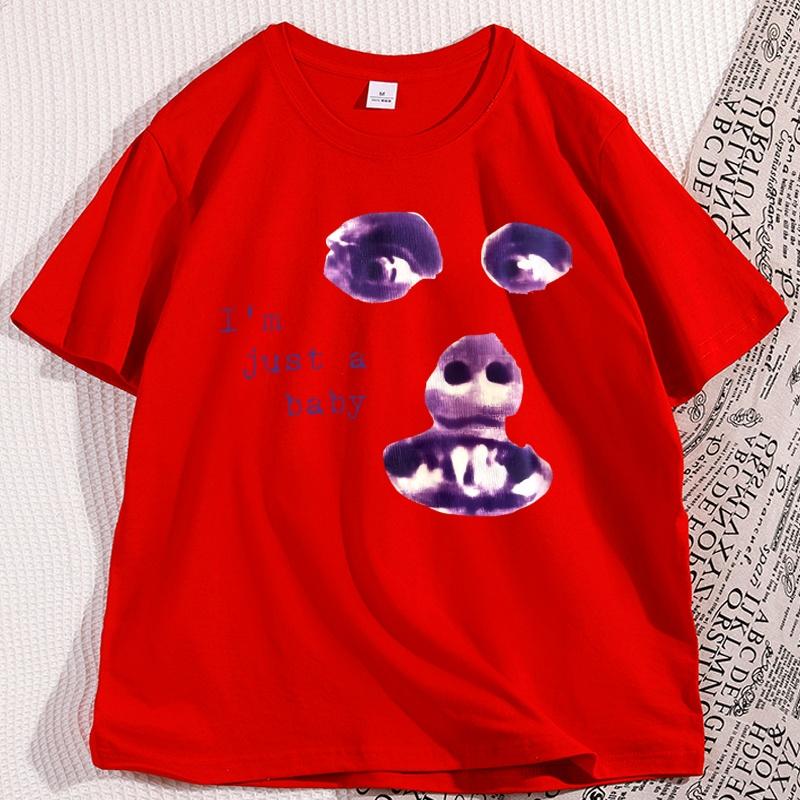 Im Just A Baby TShirt Funny Men Women Cotton Short Sleeve Tshirt Y2k Alien Graphic Tees Cotton Oneck Streetwear S