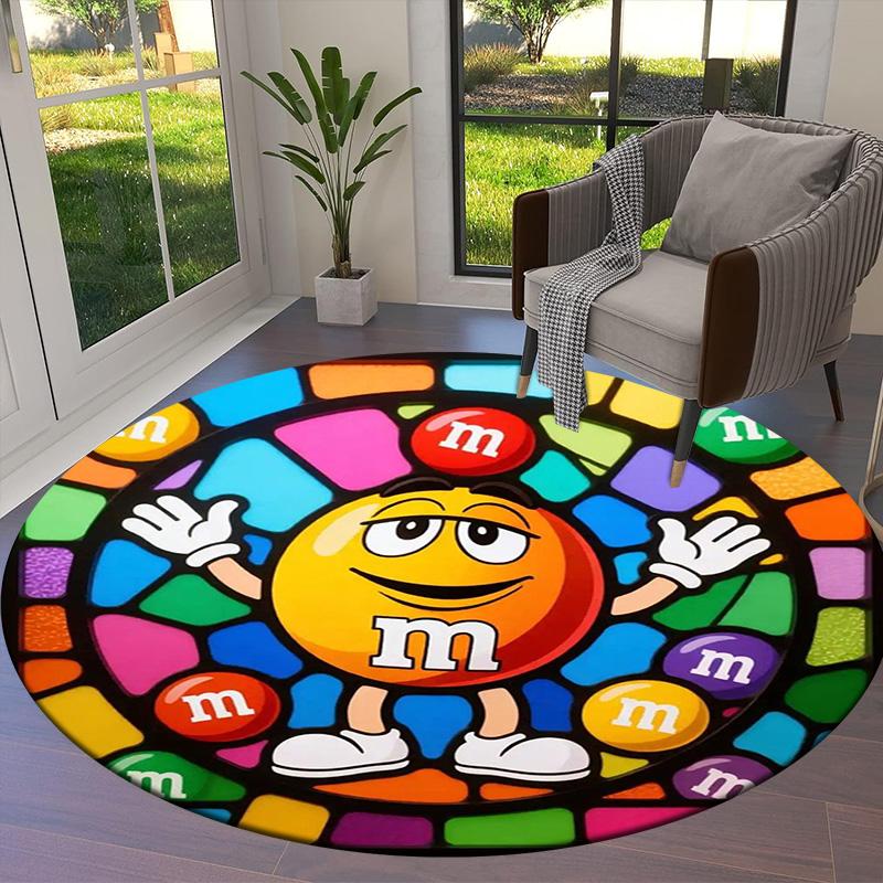 M&M's Round Area Rug,Carpet Rug for Living Room Bedroom Sofa Playroom Decor,Non-slip Floor Mat
