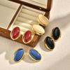 Statement Geometric Resin Stud Earrings for Women, Retro Ellipse Fashion Earrings, Wedding Bride Party Zircon Gift