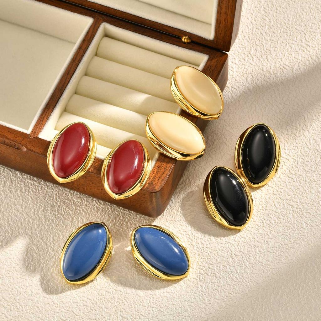 Statement Geometric Resin Stud Earrings for Women, Retro Ellipse Fashion Earrings, Wedding Bride Party Jewelry Gift