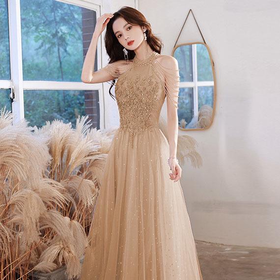 2026 Spring Pink Evening Gown for Women - Socialite, Banquet, Bridesmaid, Engagement, Birthday, Host Dress