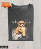 Maglietta Divertente Goldendoodle che Beve Caffè Freddo, Regalo per Proprietario di Cane, Maglietta Grafica Meme Cane, Maglietta Cane Caffè, Regalo per Amante degli Animali, Maglietta Cane Divertente