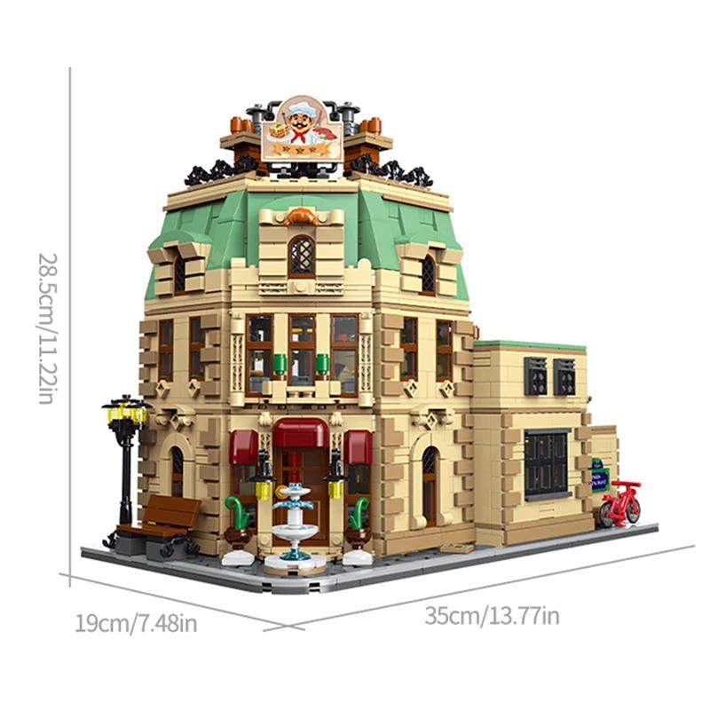 3104PCS Paris Restaurant Building Blocks Creative City Street View MOC Bricks Model Set With Lights Kids DIY Toys Holiday Gifts