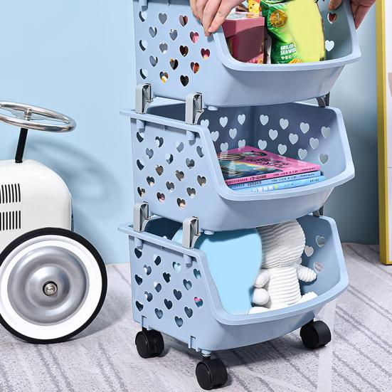 Storage Basket Multifunctional High Capacity Stackable Hollow-out Fruit Vegetable Organizer for Kitchen