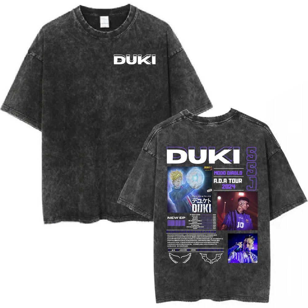 Rapper Duki ADA Tour Vintage Washed Tshirt Men Women Clothing Hip Hop Oversized Tshirts Cotton Cozy Short Sleeve T Shirts