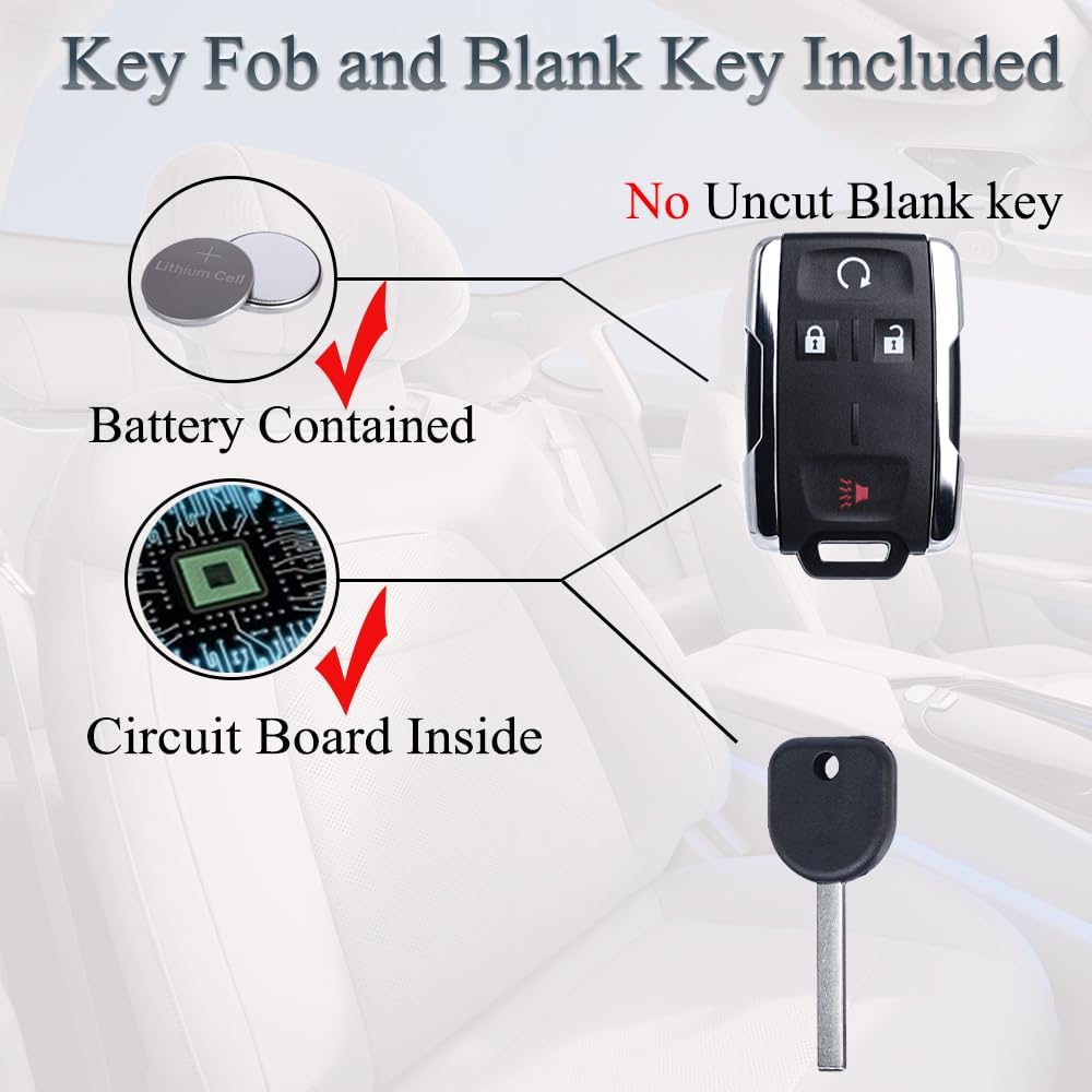 Key Fob Remote Replacement Fits for Chevy Silverado 1500 2500 3500 Colorado GMC Sierra Canyon 2014- FCC ID: M3N-32337100 with Uncut Chevrolet GMC