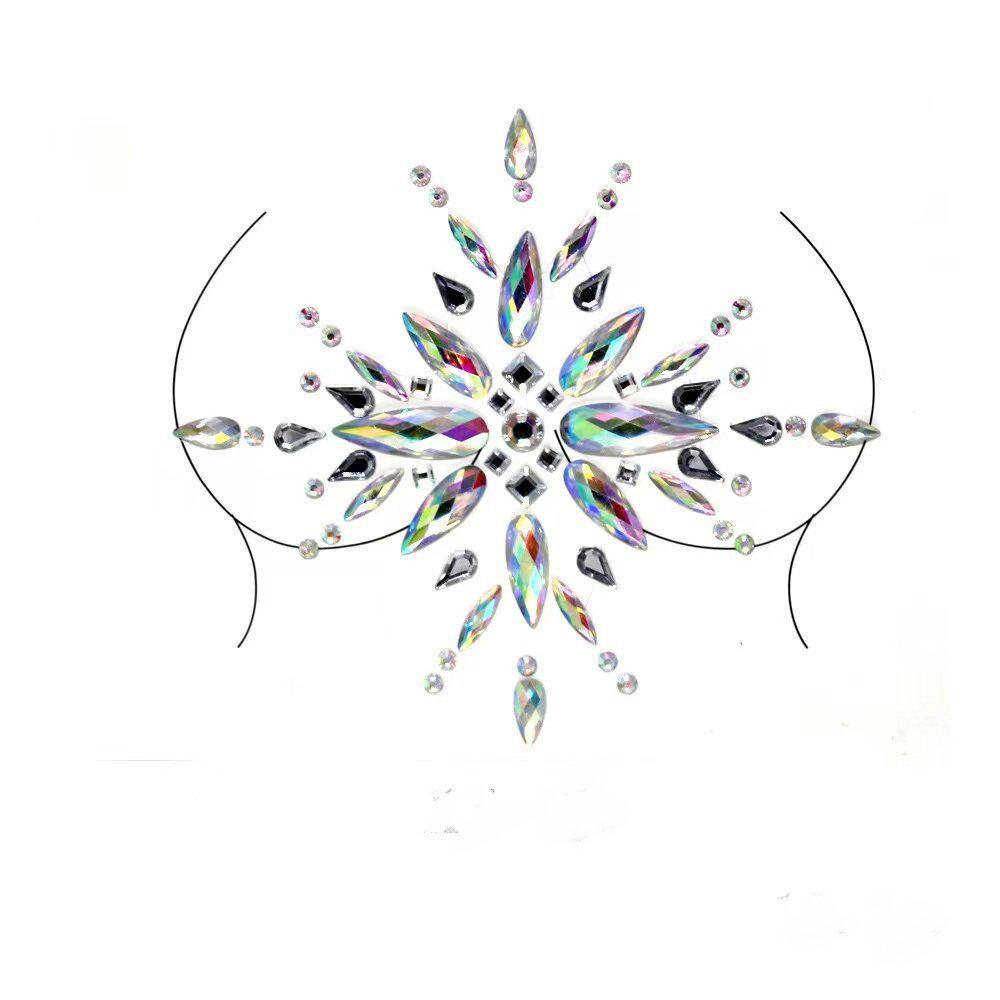 Grenzüberschreitende Karnevals-Gesichts- und Körper-Edelsteinaufkleber: Bindi-, Diamanten- und Edelsteindesigns für Performance-Make-up und Brustdekoration.