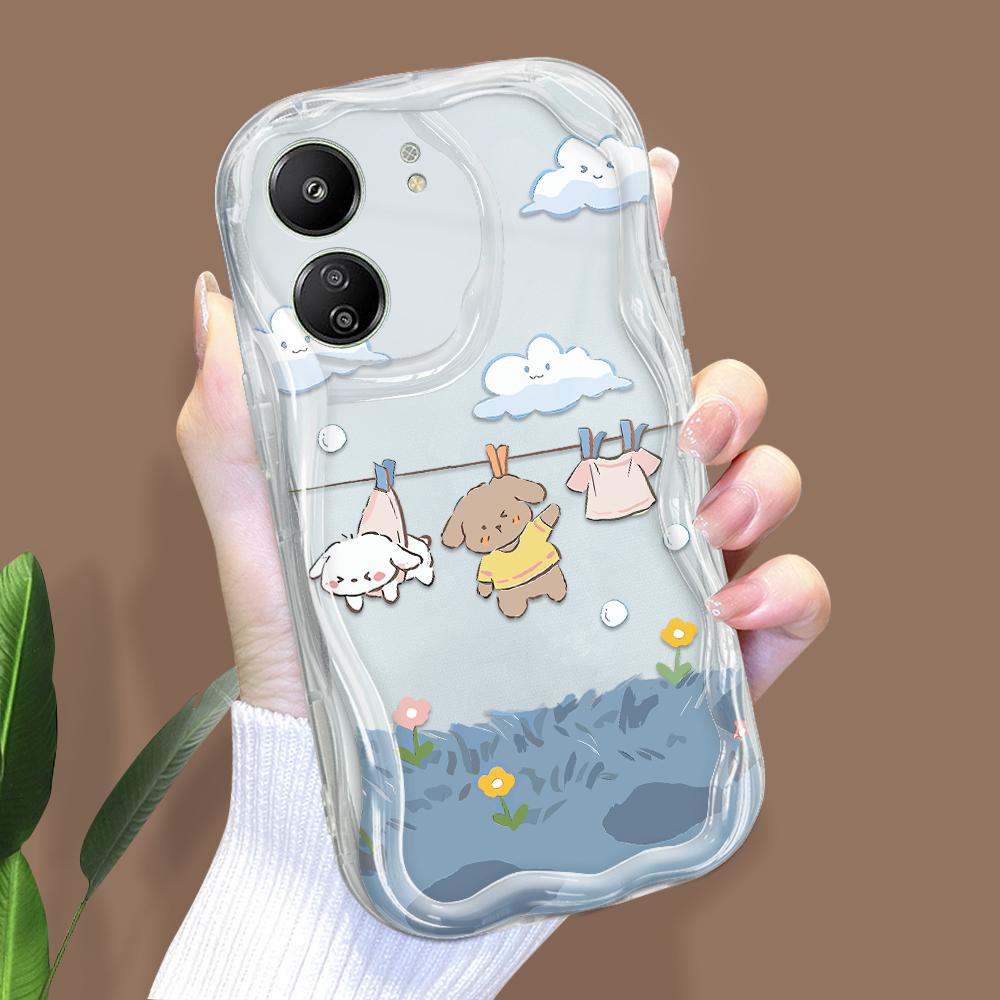 

Милый мультяшный узор, кремовая текстура, мягкий силиконовый чехол с волнистыми краями, чехол для телефона Xiaomi Redmi Redmi Note 12 Pro Speed прозрачный