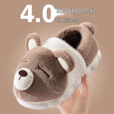 Damen- und Herren-Winter 2024 Plüsch-Baumwollpantoffeln mit dicker Sohle - Fellartig, kuschelig, warme Schuhe für die Zeit nach der Geburt