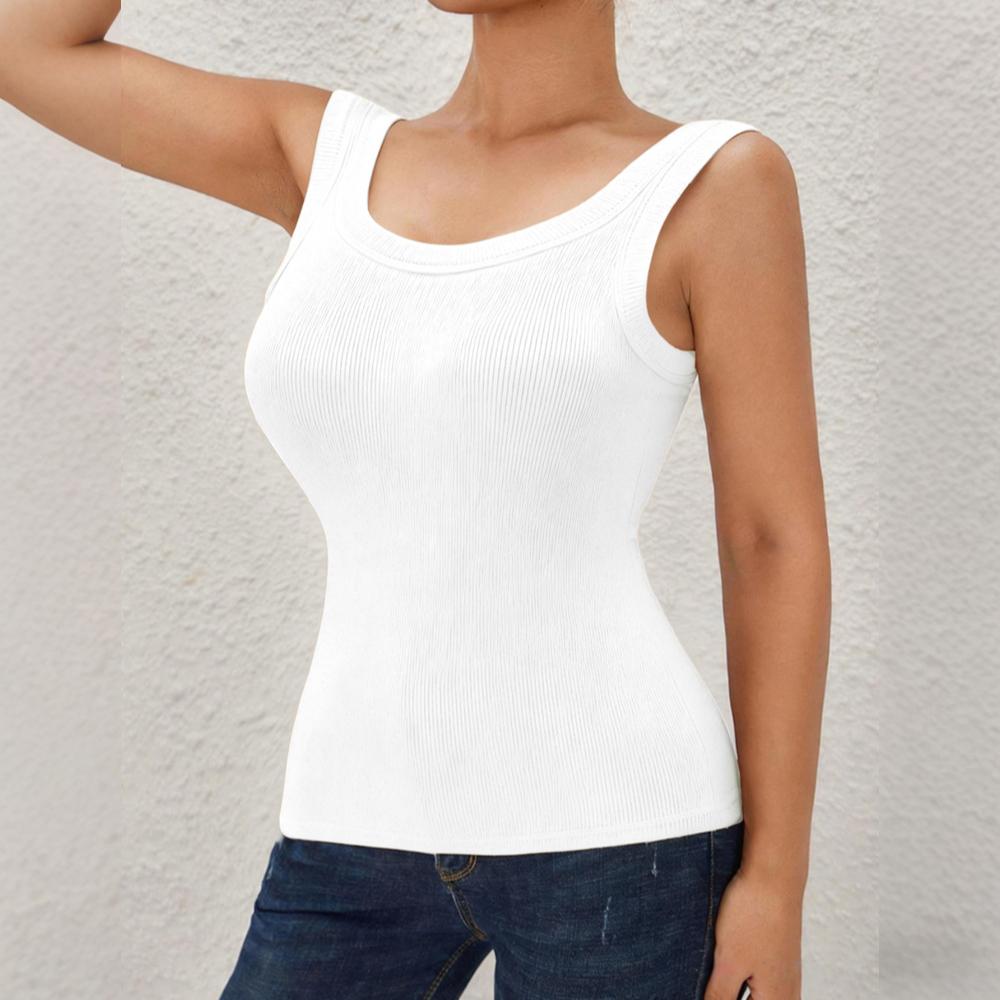 Women's Ribbed Shapewear Tank Tops with Built-in Bra Tummy Control Compression Camisole Slimming Shapewear Top for Daily & Outer Wear