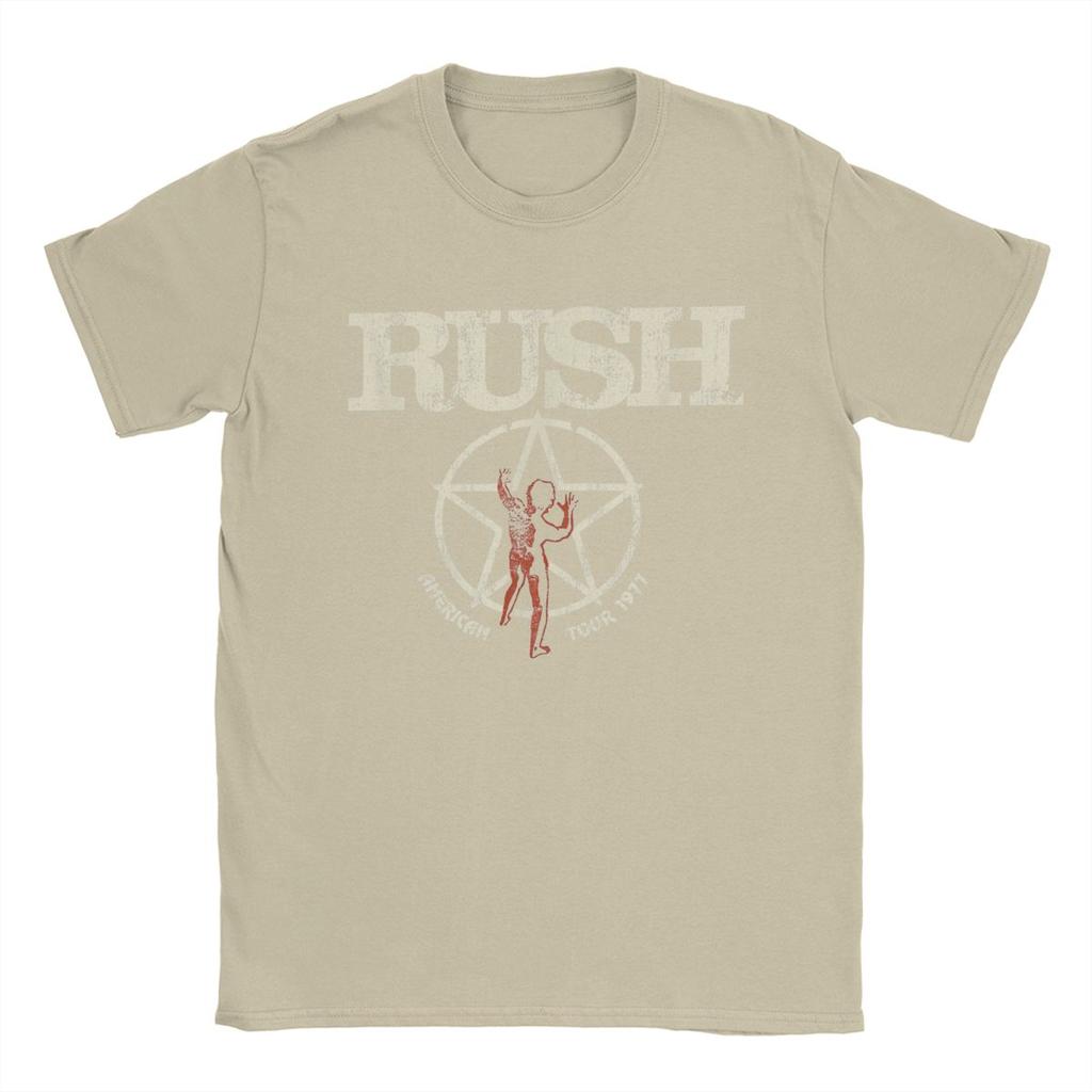 Rush Band T Shirt Men's Pure Cotton Novelty T-Shirts Crewneck Tees Short Sleeve Clothing Summer