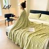 Skin Friendly Milk Velvet Throw Striped Fleece Blanket for Bed Ribbed Couch Thickened Warm Bed Soft Breathable Cozy Blankets Lightweight
