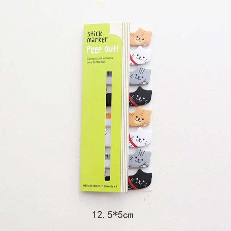 1 Piece Kawaii Stationery Cartoon Animals Marker Memo Pad Bookmark Flags Index Tab Sticky Notes Label Paper Stickers