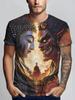 T-shirt da uomo con grafica Testa di Buddha Fiore Rosso Manica Corta Estiva Girocollo Religiosa Spirituale Casual Streetwear Tee Top