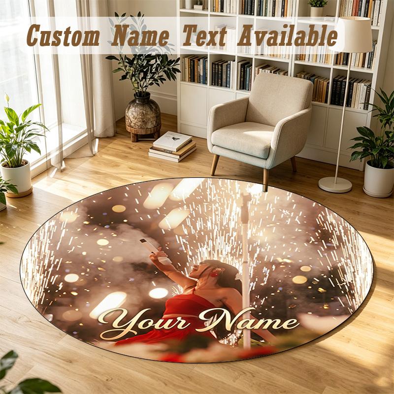 Round Rug Custom NameAyliva Pattern Non Slip Carpet Home Floor Decor