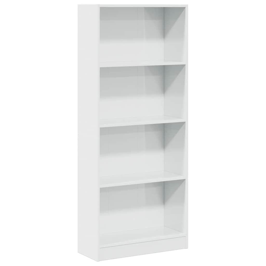Bookshelf High Gloss White 60 x 24 x 143 cm Engineered Wood