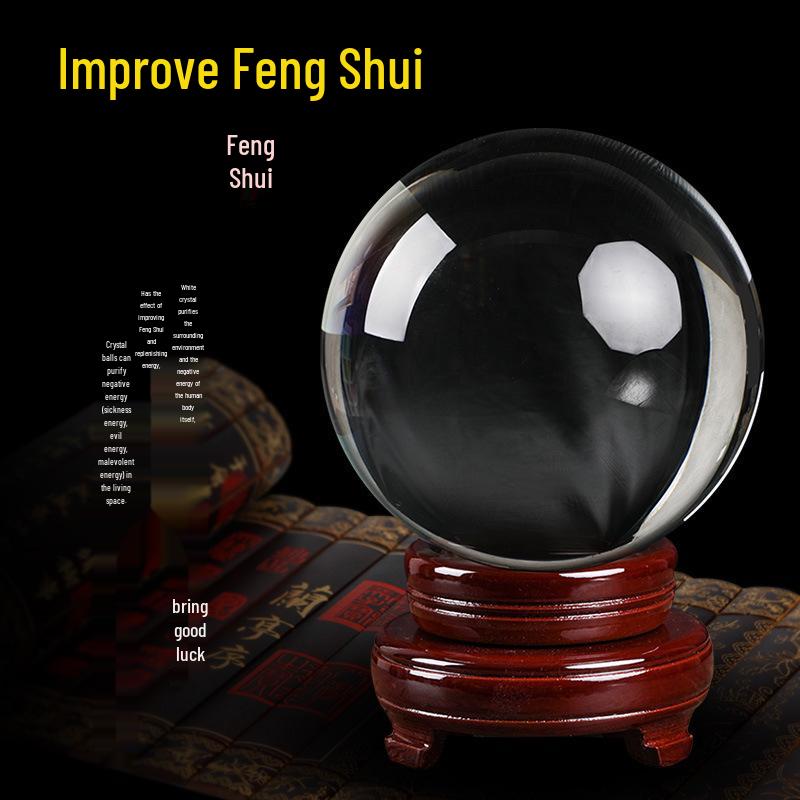Transparent White Crystal Ball: Feng Shui & Photography Ornament for Living Room or Office (Base Not Included)