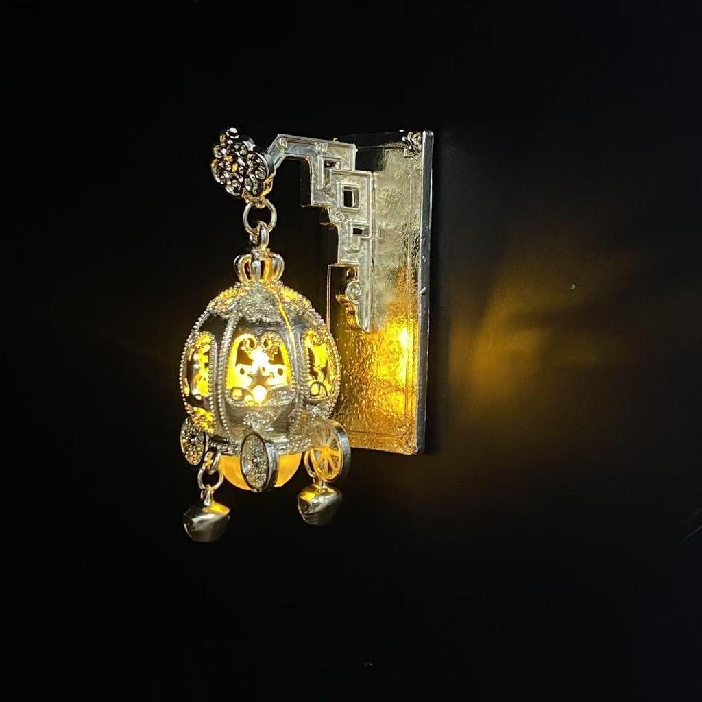 Ancient Style Luminous Lantern Refrigerator Magnet with Pavilion Tassel and Pearl Ornament