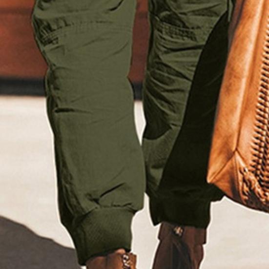Pantaloni Cargo Monocolore Coulisse Donna Tasche Multiple Caviglia Legata per il Lavoro