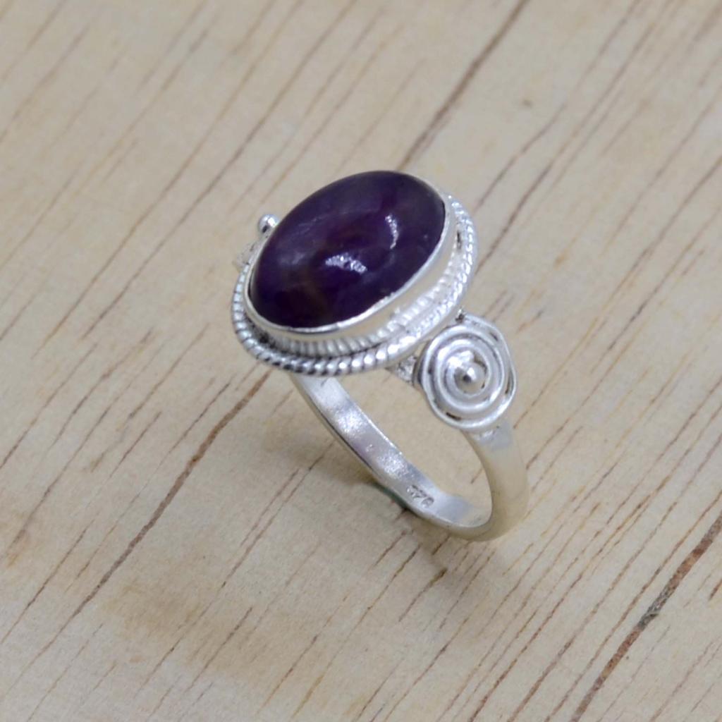 Amethyst Silver Women Ring, Natural Gemstone & 925 Sterling Silver Handmade Antique Jewelry, Valentine's Day Gift For Her