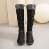Large Size Tall Tube But Knee Metal Buckle Boots Autumn and Winter New Round Head Women's Boots