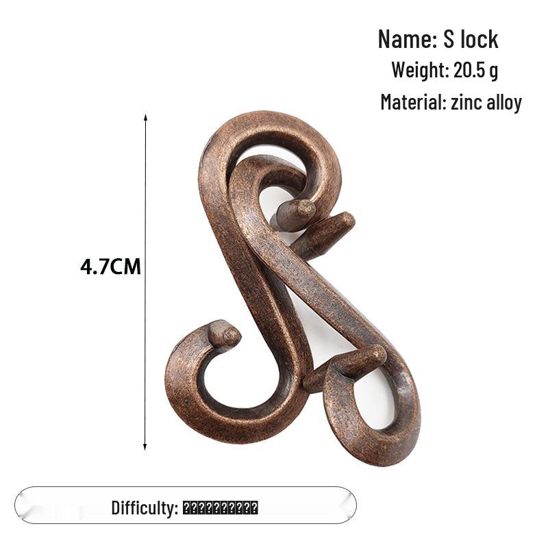 Zinc Alloy Kongming Puzzle Lock: Disentanglement Ring Educational Toy