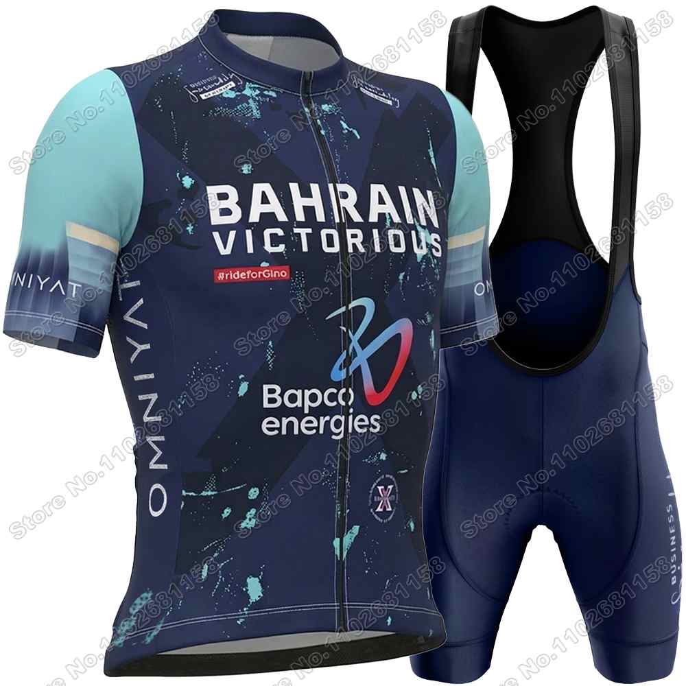 Team Bahrain-Victorious Cycling Jersey Set White Summer Cycling Clothing Men Kit Road Bike Shirt Suit Bicycle Bib Shorts