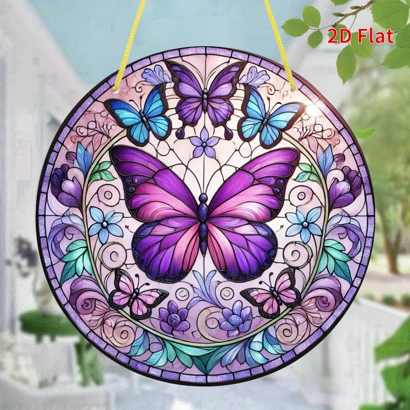 2D Flat Purple Butterfly Acrylic Decoration Sign, Christmas and Halloween Gift, Suitable for wall decoration, porch, room, villa, accents Home, Hallwa