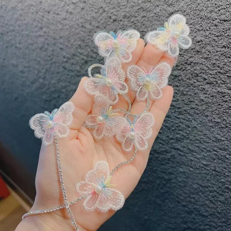 Handmade Butterfly Pearl Chain Braided Hairpin: Fairy Princess Style