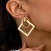 1 Pair Fashion Elegance Design Hollowed-Out Metal Geometry Square Earrings for Women Suitable for Holiday Party Jewerly Gifts