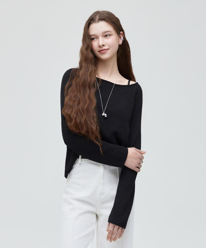 ROEM Linen-Like Crop Knit (Black) Rmkag25Nt1