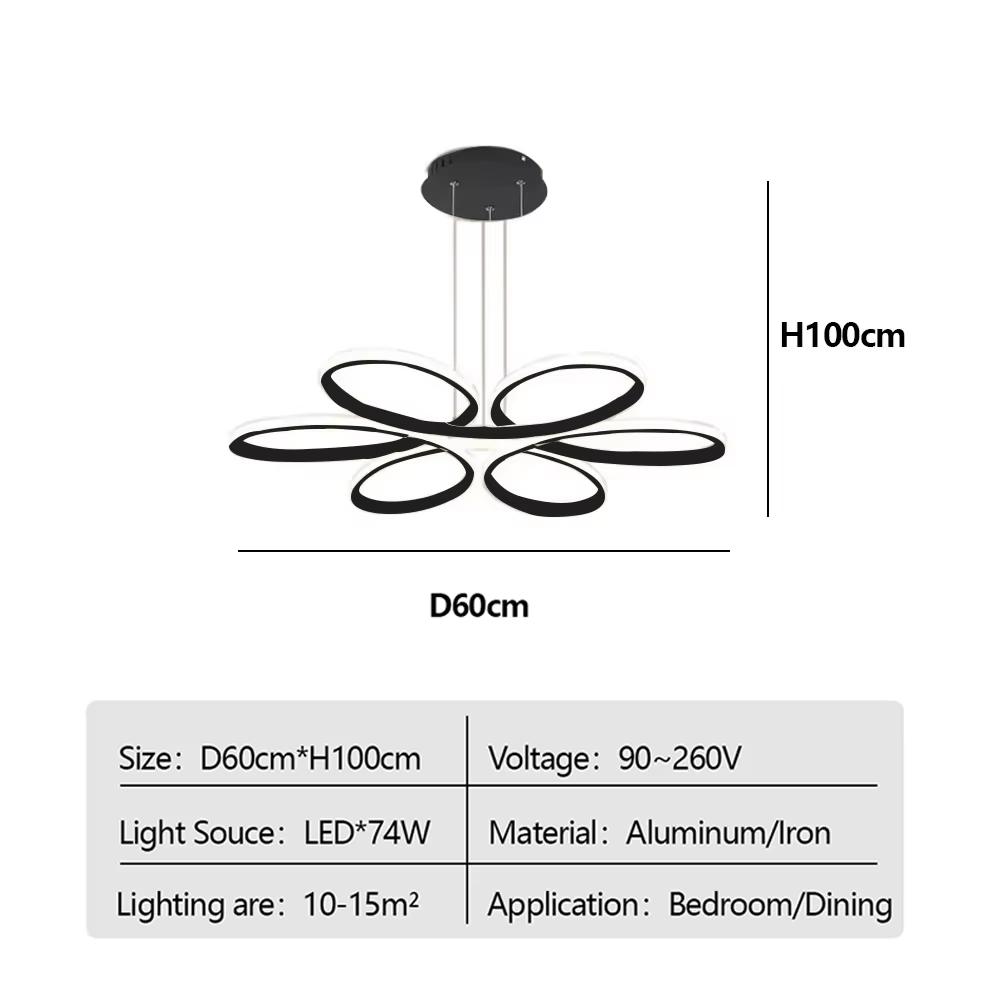 Modern LED Ceiling Lamp Aluminum 30/60CM Blac/White Flower Light For Bedroom Living Room Study Hotel Home Lighting Luminaires