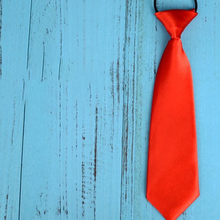 Elastic Silk Tie: Simple, Solid Color, Lazy Man's Design for Kids